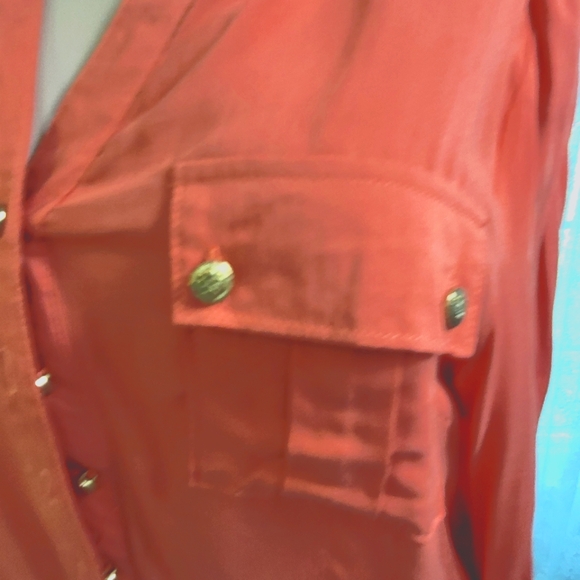 JoyJoy Button Blouse burnt orange L - Picture 1 of 11